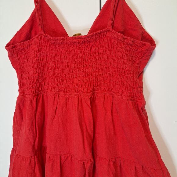 monteau Los Angeles Red Rayon Linen Blend Mini Dress Sz Medium - Picture 5 of 7
